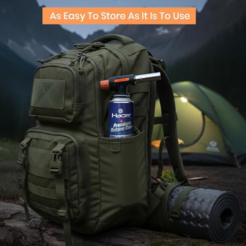 Image of HACER Automatic Camping Blowtorch with 2 Butane Gas Canister Welding Fire Gun Multi-Functional Handheld Soldering Torch Adjustable Flame Kitchen Lighter for Outdoor Use Cooking & Welding