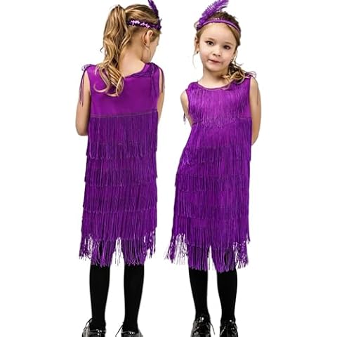 Maeau Girls 1920s Flapper Dress with Headband Cover