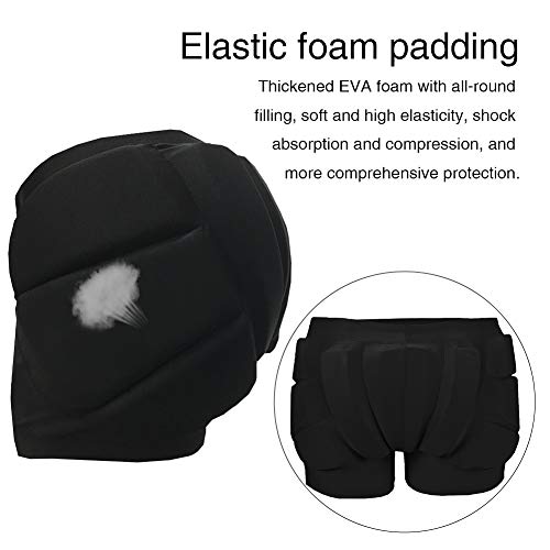 Hüftschützende, gepolsterte Shorts für Kinder, 3D-schützende, gepolsterte Shorts, Crash-Po-Pads für Snowboard, Skate, Aufprallpolster, Hüftschutz (Schwarz, Größe: S)