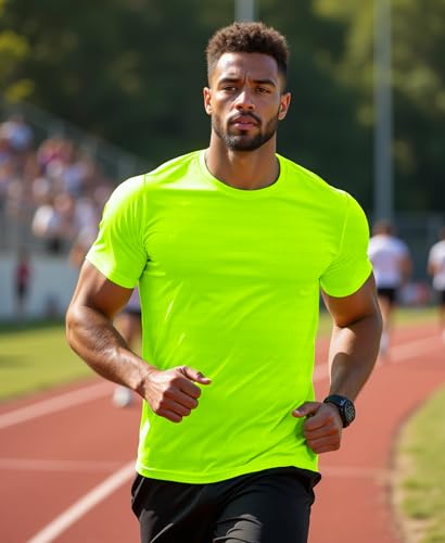 Mens Running Shirt Quick Dry Fit Short Sleeve Performance T-Shirt Moisture Wicking Ourdoor Active Wear Reflective4