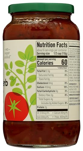Image of 365 by Whole Foods Market, Organic Italian Herb Pasta Sauce, 25 Ounce