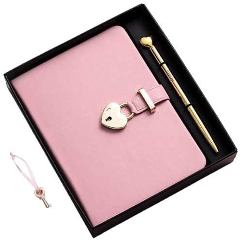 Journal pour filles avec serrure en cœur et clé, couverture en cuir résistant pour carnet secret