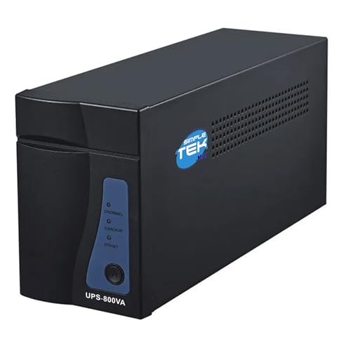 SIMPLETEK - Alimentation sans interruption UPS 800 VA / 320 W avec 2 prises Schuko/UE, protection court-circuit, recharge hors ligne, fonction AC auto restart