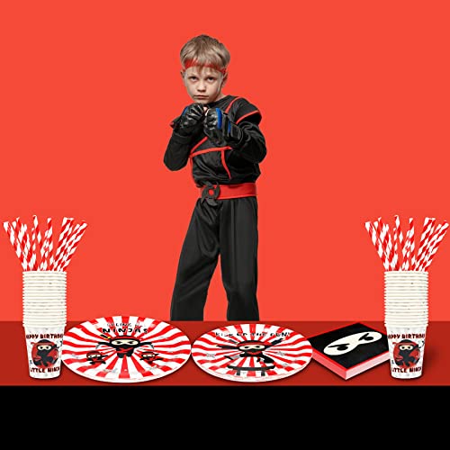 Ninja Party Supplies Decorations, Disposable Kids Birthday Paper Plates And Napkins Set With Cups And Straws For 24 Guests, 120 Pcs Party Dessert Dinnerwares #TOP4