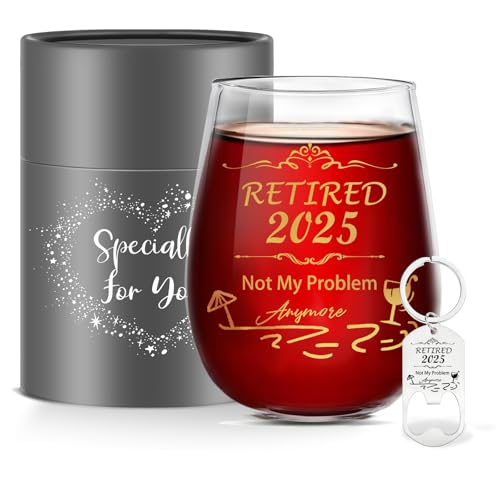 MengCat Best Retirement Gifts for Women Men Stemless Wine Glass 2025 Thank You Leaving Gifts Retired Farewell Gifts for Coworkers Colleagues Funny Retirement Good Luck Gifts Happy Retirement