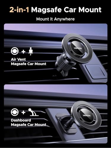Image of UGREEN 2-in-1 Magsafe Car Mount, Phone Holder for Cars Air Vent Dashboard