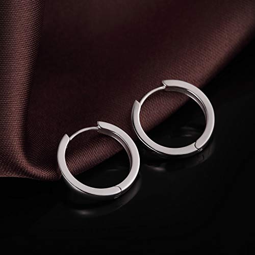 Jiamiaoi 18K White Gold Plated Huggie Hoop Earrings For Men Women,Silver Hoop Earrings 18mm/21mm/25mm, Nickel Free Earring Hoops for Sensitive Ears3