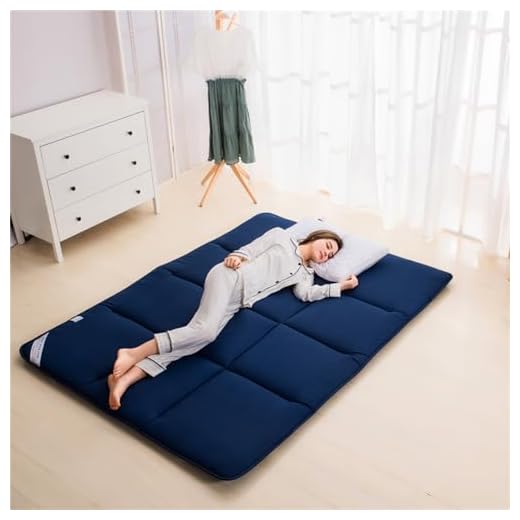 DSAoTeng Matelas de sol - simple, doux et respirant - tatami japonais portable - matelas épais et pliable - pour lit de dortoir d'étudiant (bleu foncé, 90 x 200 cm)