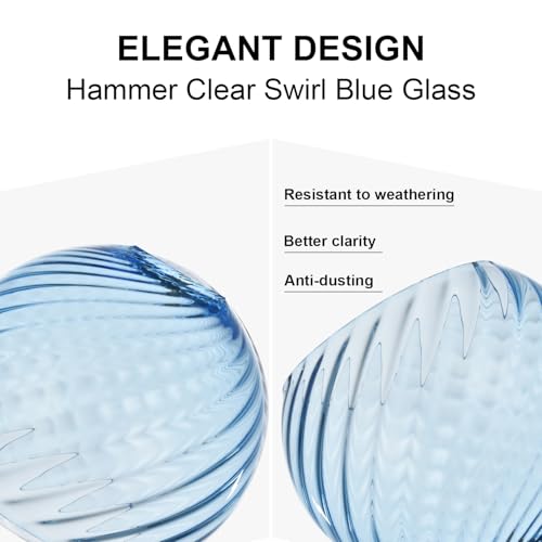 Lucidce 3-Pack Blue Ripple Glass Globe Cover for Ceiling Fixture Replacement, E26 Base 1-5/8 Inch Fitter, Globe Cover for Ceiling Wall Fixtures Lamp Posts or Streetlights by Lucidce - Used condition - Image 4