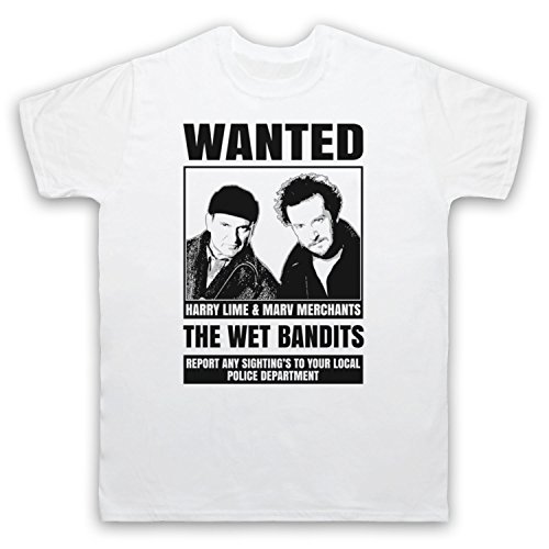 Home Alone The Wet Bandits Wanted Poster Herren T-Shirt, Weis, Large