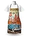 Lunarable Route 66 Apron, Arizona Road Trip with Scenic Grand Canyon Backdrop and Cactus Plants Retro Print, Unisex Kitchen Bib with Adjustable Neck for Cooking Gardening, Adult Size, Blue Orange