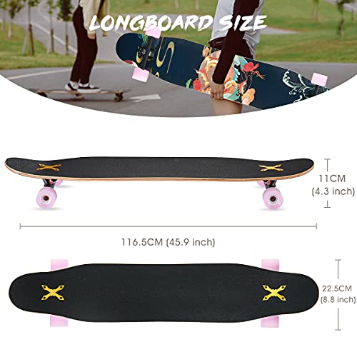 Longboard dancing cruiser débutant 117x23 cm avec roues LED - 3