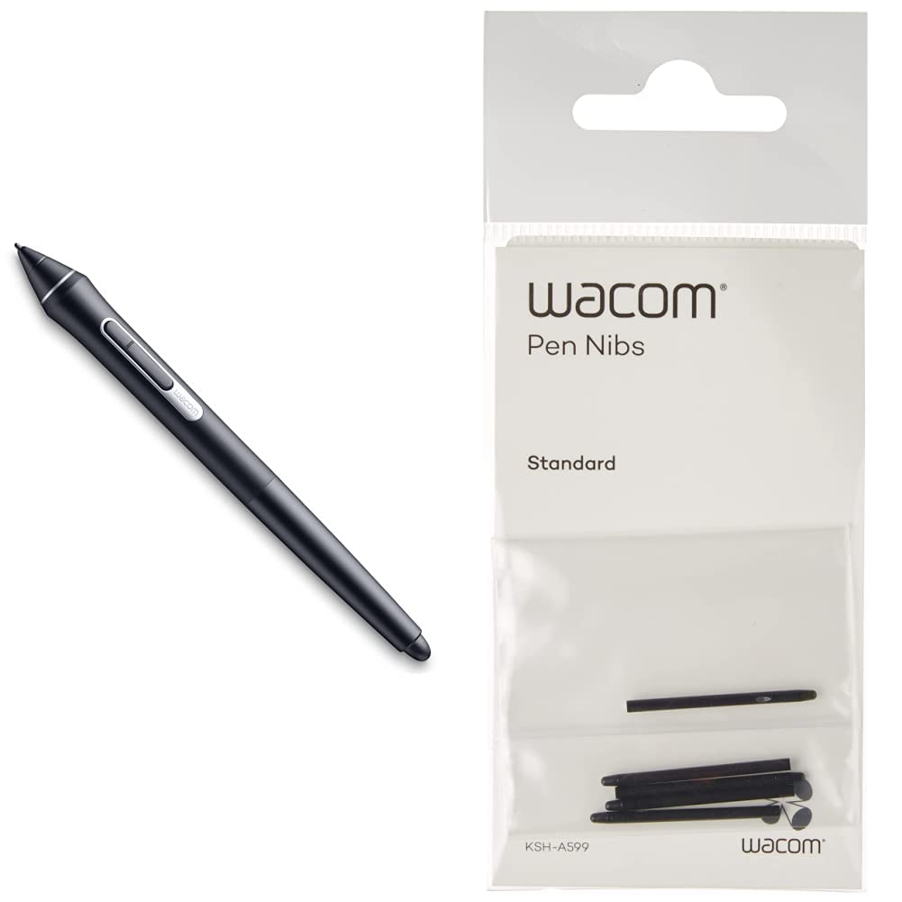 Wacom Pro Pen 2 (KP504E) - Compatible con Intuos Pro, Cintiq, Cintiq Pro & MobileStudio Pro & ACK-20001 - Punta de bolígrafo Digital, 5 Unidad (Paquete de 1)