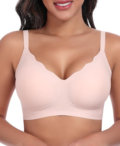 Image of Ganado Wireless Jelly Bras for Women Seamless Bra Pink M