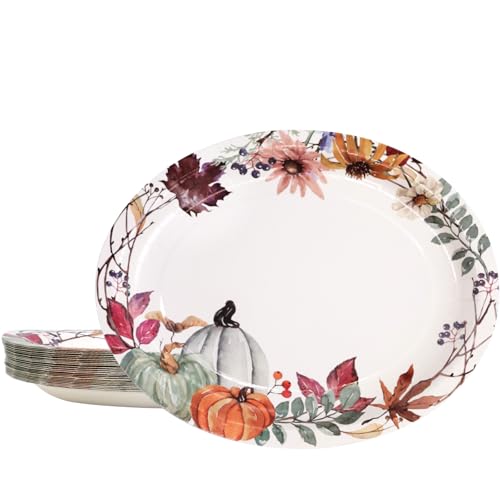 Fancy Land 24 Pcs Fall Pumpkin Oval Paper Plates 10” x 12” Thanksgiving Disposable Dinner Platters Heavy Duty Dinnerware Autumn Thanksgiving Party Supplies Decor Fancy Land 24 Pcs Fall Pumpkin Oval Paper Plates 10” x 12” Thanksgiving Disposable Dinner Platters Heavy Duty Dinnerware Autumn Thanksgiving Party Supplies Decor