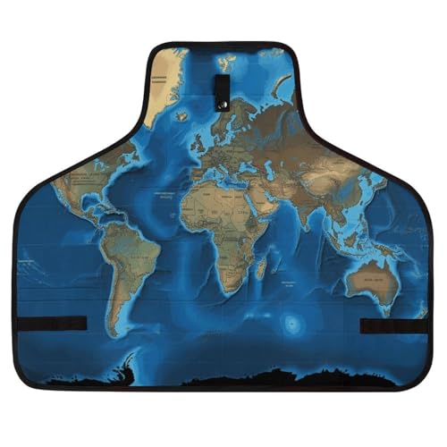Delantal de trabajo con diseño de mapa mundial y 8 bolsillos miniatura 1
