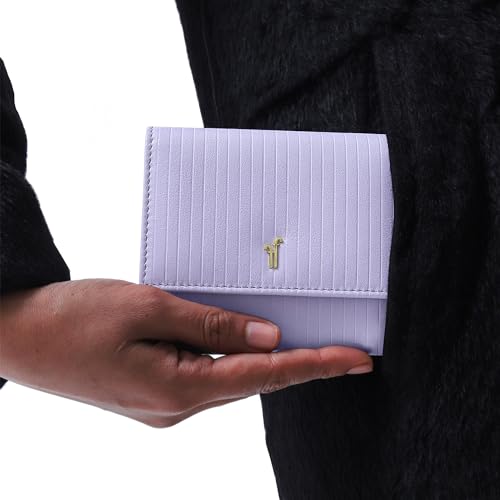 Portefeuille en cuir nappa haut de gamme au design classique lilas