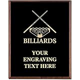 Crown Awards Billiards Plaques, Custom Engraved Billiards Pool Trophy Plaque Award, Great Customizable Billiards Gift Prime
