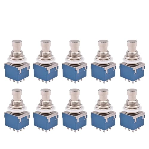 Interruptor 3PDT de 9 pines para pedal de guitarra con terminal de soldadura un pack de 10 piezas