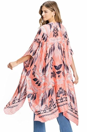 Image of Spicy Sandia Kimonos for Women Floral Beach Cover Up Loose Swimsuit Bathing Suit Coverup Cardigan for Summer Swimwear