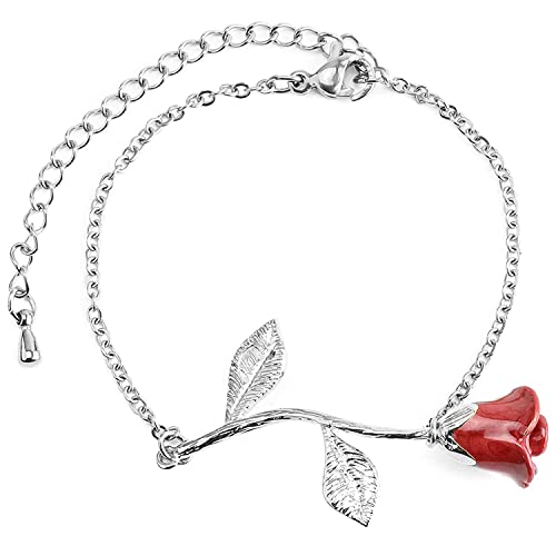 Dainty Jewelry Mother's Day Gifts For Her Silver Plated Rose Bracelet Gifts For Women Gifts For Mom Beauty And The Beast Jewelry - 3Erbr-S #TOP17