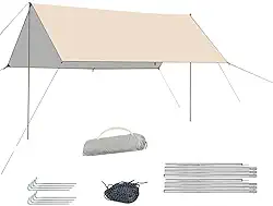 Toldo Impermeável Portátil 3x3m Para Camping, Praia e Viagens – Toldo à Prova de Chuva e Vento(ouro cinza hexágono,3m*4m)