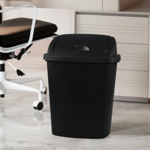 Pack de 4 canecas de basura de plástico negro 6 galones miniatura 6