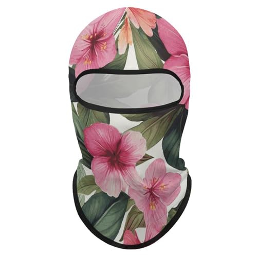Balaclava con estampado de flores hawaianas para hombres y mujeres, máscara facial con protección solar, transpirable, para senderismo, ciclismo, carrera y conducción miniatura 7
