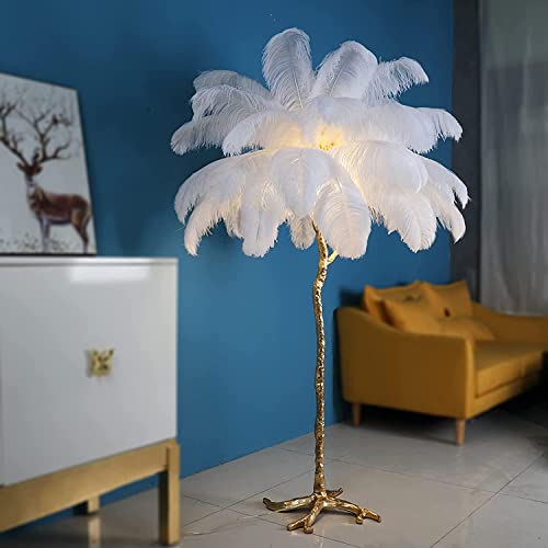Lámpara de pie de plumas decorativa para iluminación de dormitorio de 120cm