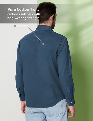Image of Symbol Premium Men's Washed Cotton Twill Casual Shirt - Regular Fit | Pure Cotton (Available in Plus Sizes)
