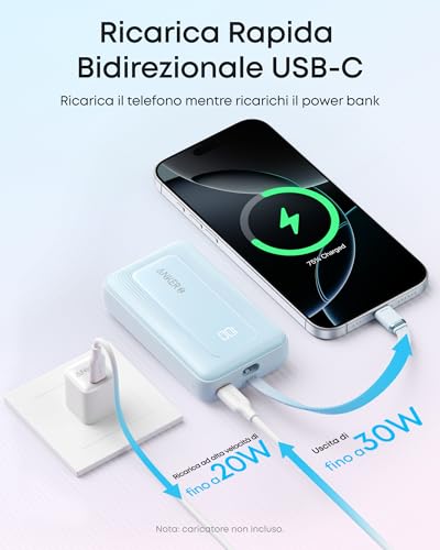 Anker Zolo Power Bank, 20000mAh 30W High Speed Portable Charger with Built-in USB-C Cable, 1 USB-C Cable, 1 USB-A, for iPhone 16/16 Pro/16 Pro Max/16 Plus, MacBook, Galaxy, and More - 5