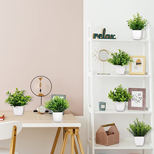 Yoratee 6002 6 Pot Small Fake Plant Flowerpot Artificial Plastic Eucalyptus Plant Wheat Grass Shrub Plant Indoor Desk Coffee Table Bathroom Bedroom Home Decoration thumb #6