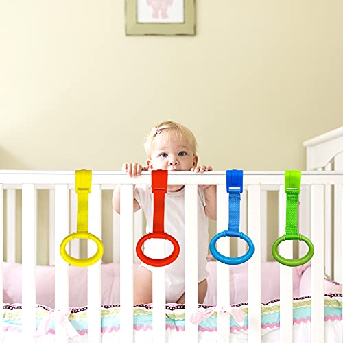 image for codree 8PCS 4 Colors Baby Playpen Pull up Rings- Baby Crib Pull up Rin