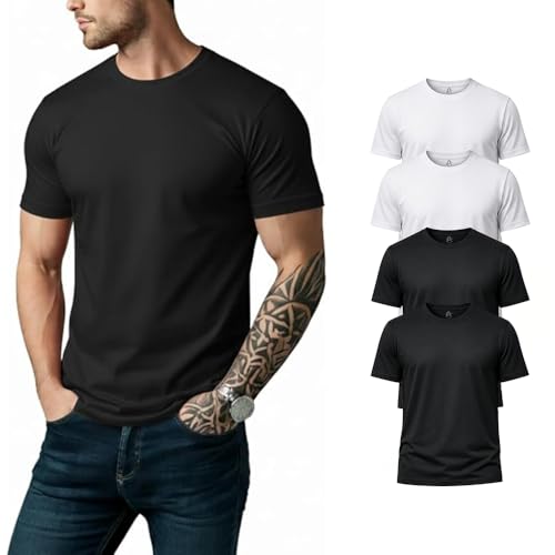 Image of Men's 100% Cotton Crew Neck T-Shirt | Regular Fit | Soft & Breathable | Casual Everyday Wear