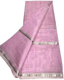 Sari de seda de algodón para mujer con diseño de templo plateado Zari borde, talla libre, color