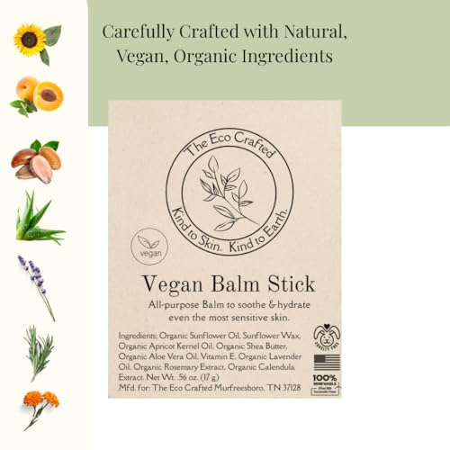 Generic Vegan Balm Stick | Organic Sunflower Oil, Apricot Kernel Oil & Shea Butter | Multi-Use Hydrating Balm for Lips, Face, Hands | Soothing Natural Skincare | Travel-Friendly Moisturizer