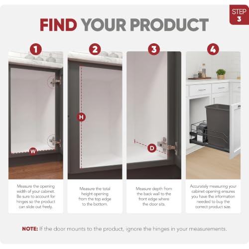 Image of Rev-A-Shelf Single Pullout Trash Can w /Soft-Close Slides, 11.5 inch Min Opening