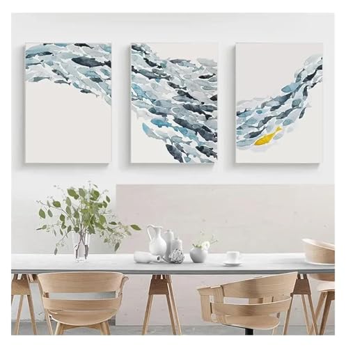 Affiches de poissons dorés imprimés bleus style aquarelle unique - 3