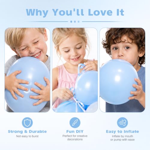 Image of Pastel Blue Balloons, 12 Inch Baby Blue Latex Party Balloons