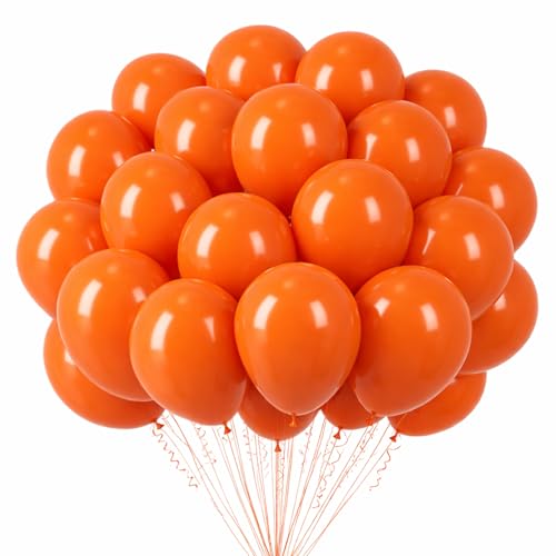 Image of Voircoloria 66pcs Orange Balloons 12inch Burnt Orange Latex Party Balloons for Thanksgiving Day, Fall Theme Party, Wedding, Birthday, Halloween, Baby Shower, Anniversary Party Decorations
