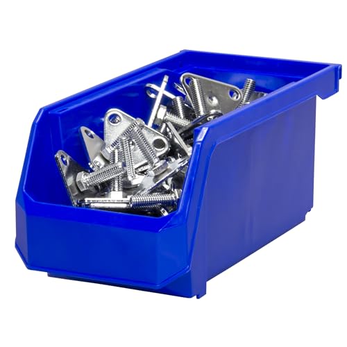 Image of ReadySpace Plastic Containers for Organizing and Storage Bins for Closet, Kitchen, Office, Garage or Pantry Organization, Stackable Bins, Medium (11 inch x 5 inch x 5.5 inch), 8-Pack, Blue