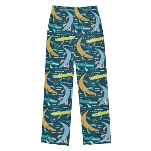 ZZXXB Diving Crocodile Boys Long Pants Soft Trousers Elastic Waist Kids Lounge Bottoms with Pockets S-XL