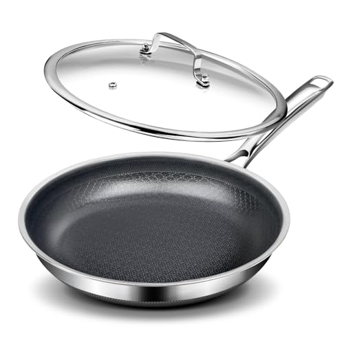 FUDELAI Non Stick 12-Inch Pan, Titanium Hybrid Pan with Lid,