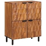 vidaXL Sideboard mit Speicher Akazienbraune Oberfl&auml;che 60 x 33 x 75 cm, Stylisches Sideboard f&uuml;r den Essbereich, modernes Mango-Holz, rechteckige Aufbewahrung, minimalistisches M&ouml;belst&uuml;ck