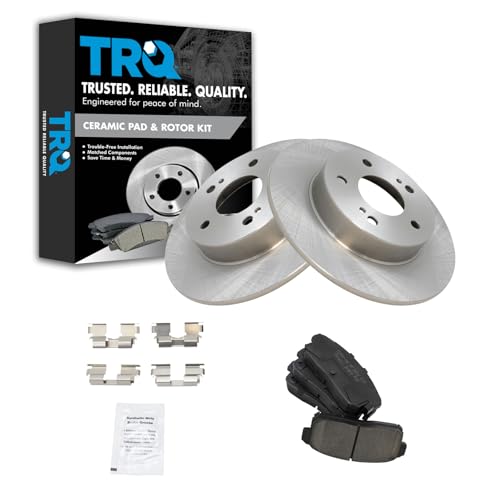 Image of TRQ Rear Ceramic Brake Pad and Rotor Set | For 2001 Infiniti I30 From 10-03-00 Production Date 02-04 Infiniti I35 10-03-00 Production Date 02-03 Nissan Maxima