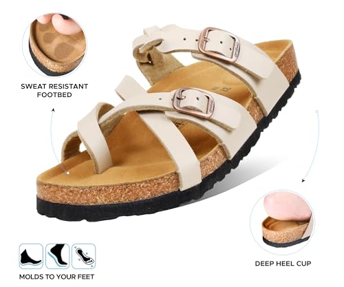 Image of AEROTHOTIC Recovery Slides for Women Cork Footbed Adjustable Straps Sandals