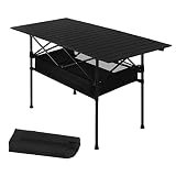 SINNAYEO Folding Camping Table, Portable Aluminum Roll-up Camp Table with Storage Bag for Outside, P