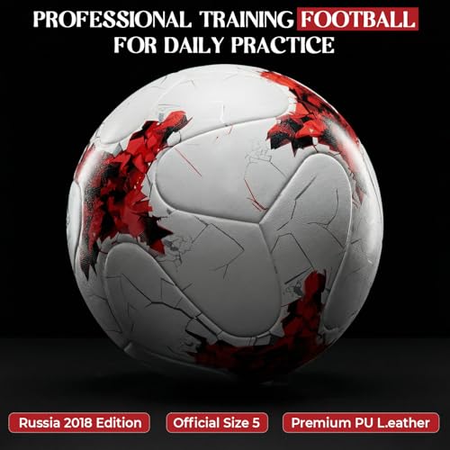 Image of Kizlo Official Size 5 Football with Pump & Pin | PVC Leather Training Soccer Ball for Ground, Turf & Street Play | High Grip & Air Retention for Kids, Youth & Adults | Multicolor (Rusiia)
