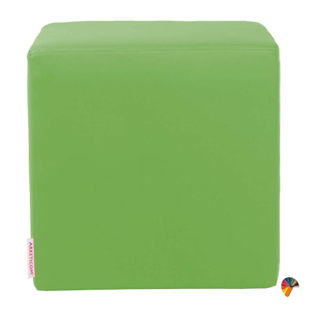 ARKETICOM, Baby Dado Pouf in Ecopelle per Bambini Verde, Seduta e Poggiapiedi 25x25 cm