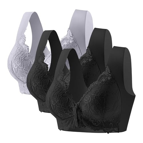 Cocila Sujetadores Mujer Paquete De 3 para Mujer, Algodón, con Cierre Frontal, Sin Aros, Talla Grande, Total, Cómodos Y Encaje. Tirantes Push Up Ropa Hacer Ejercicio Sujetador Barato Nina Aro 13